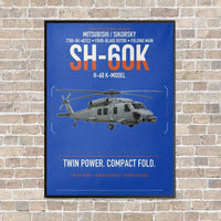 Thumbnail for Mitsubishi Sikorsky SH-60K vertical canvas print - framed - blue background