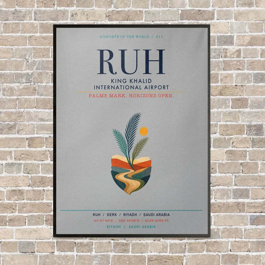 King Khalid International Airport RUH vertical canvas print - framed - light gray background