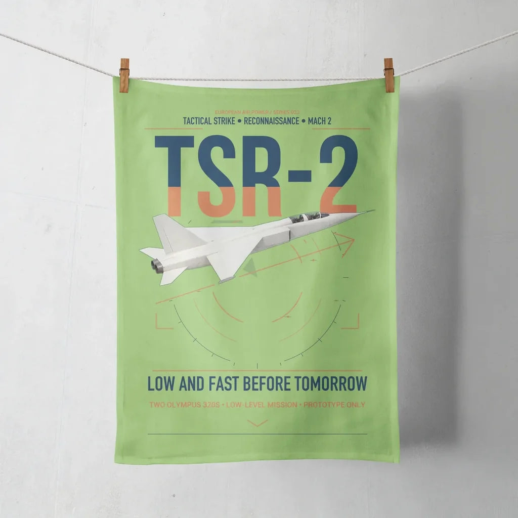 BAC TSR-2 design on light green towel