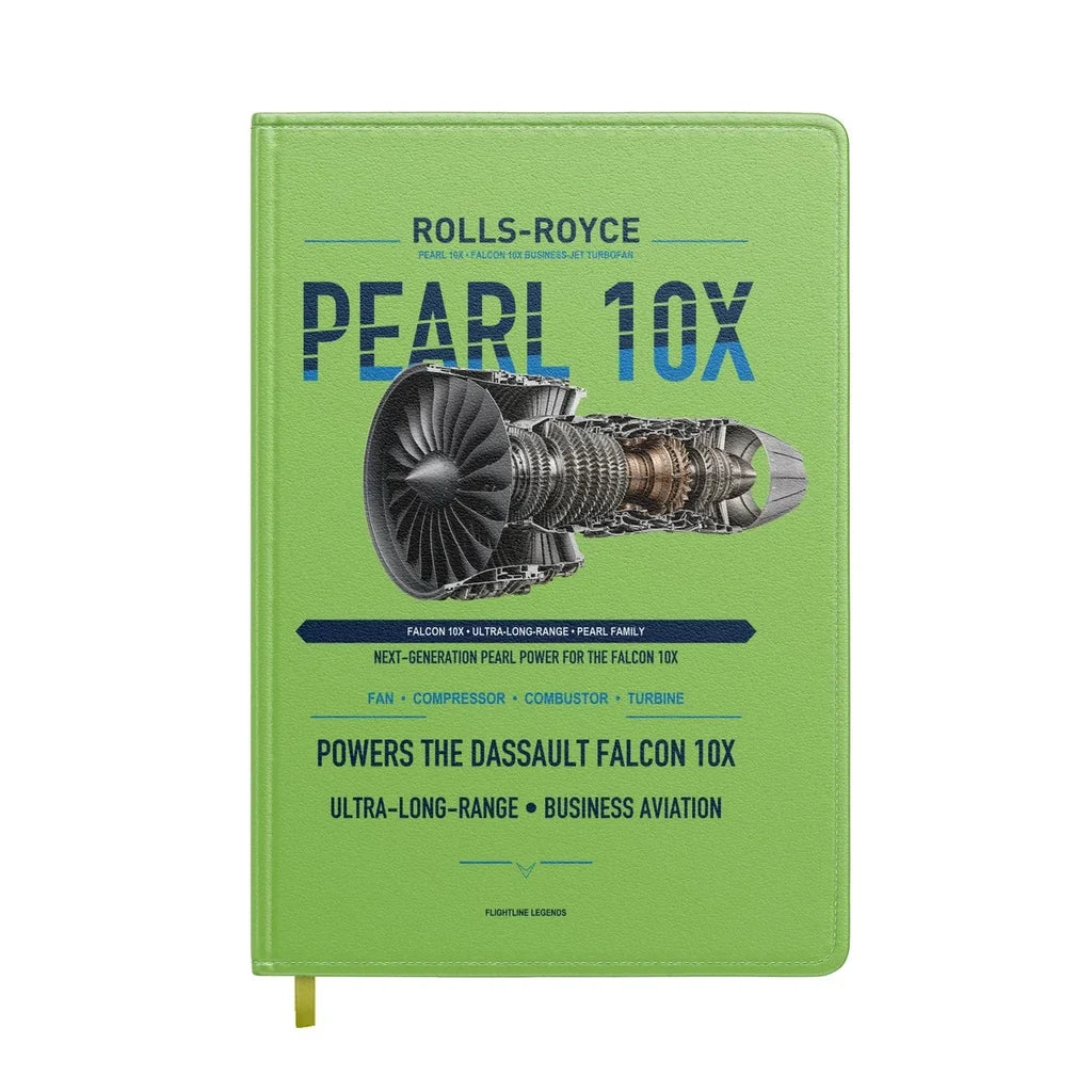 PEARL 10X design on light green notebook