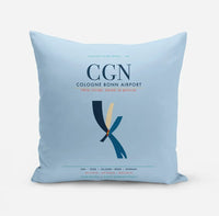 Thumbnail for Cologne Bonn Airport (CGN) design on light blue pillow