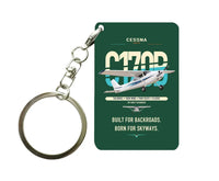 Thumbnail for Cessna 170B design on dark green designed key chain, double-side print