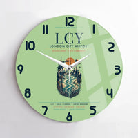Thumbnail for London City Airport (LCY) design on light green no frame wall clock