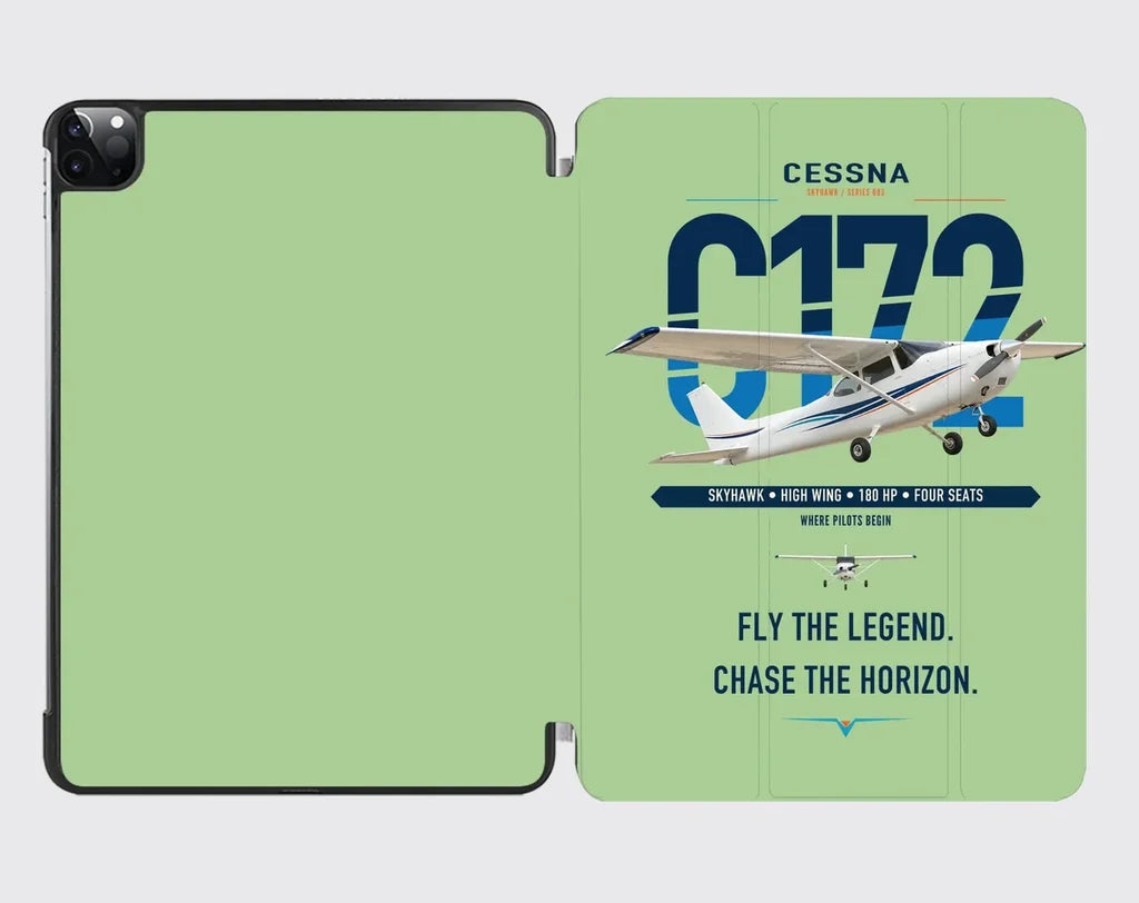 Cessna 172 Skyhawk design on light green ipad tablet case