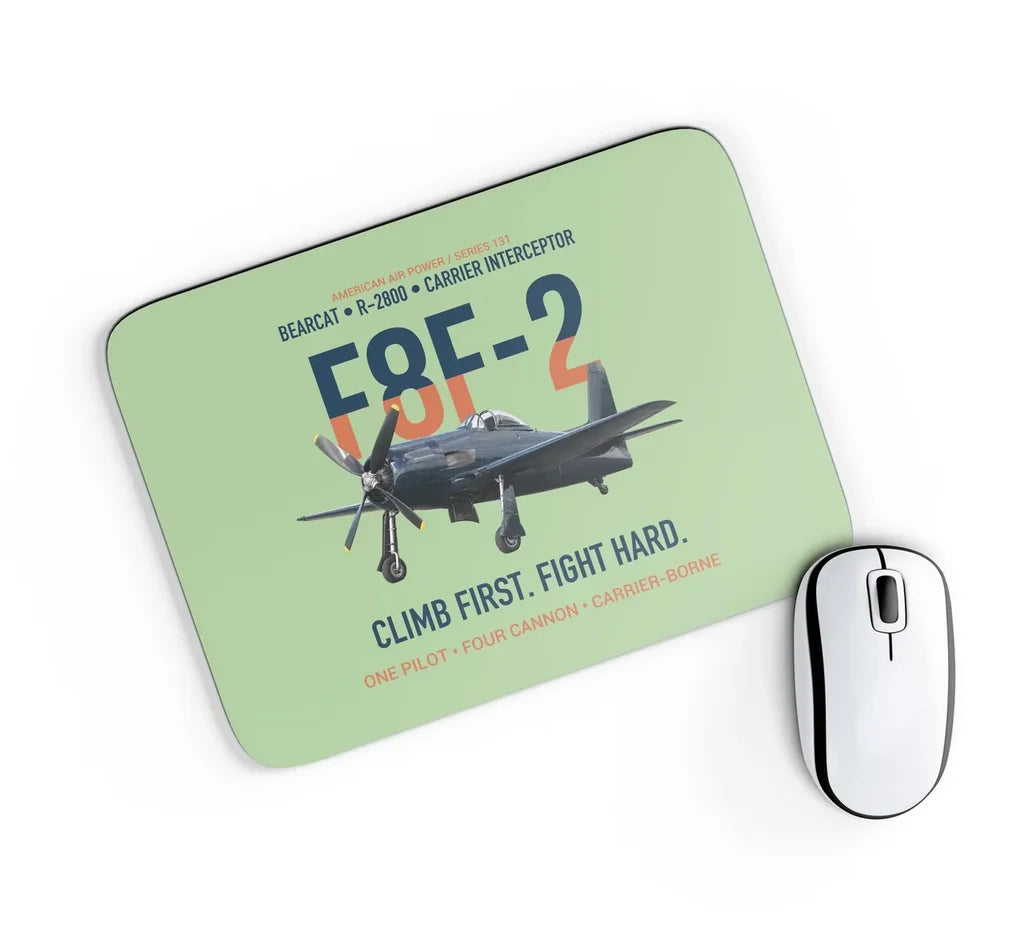 F8F-2 Bearcat Climb First Fight Hard design on light green rectangle mouse pad