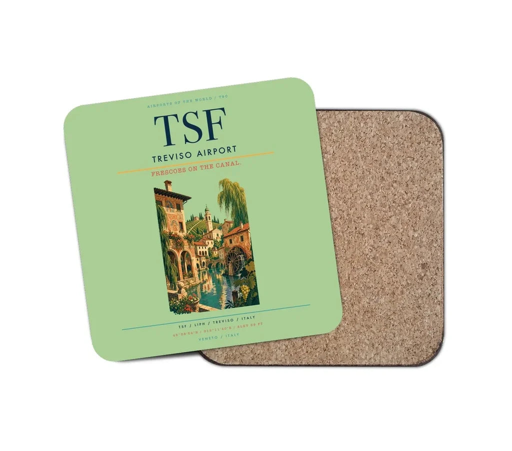 Treviso Airport (TSF) design on light green 1 piece coaster