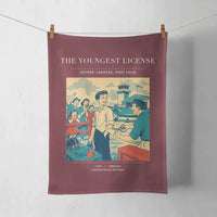 Thumbnail for VINTAGE G4298 - The Youngest License - Designed Towels design on darkred