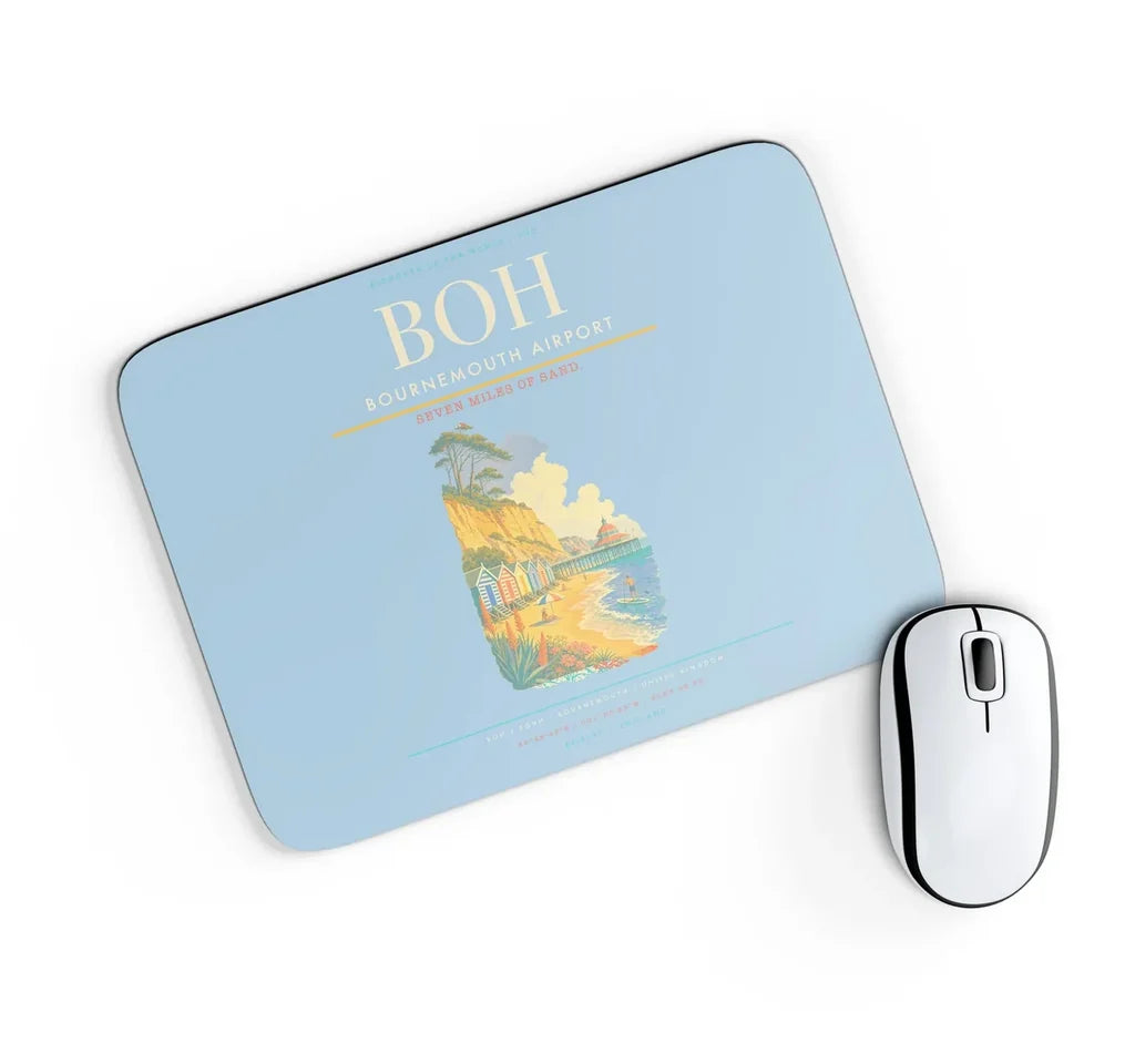 Bournemouth Airport BOH Mouse-Pad Rectangle - Light Blue