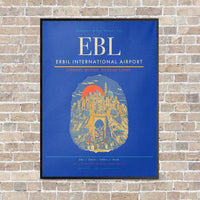 Thumbnail for Erbil International Airport EBL vertical canvas print - framed - blue background