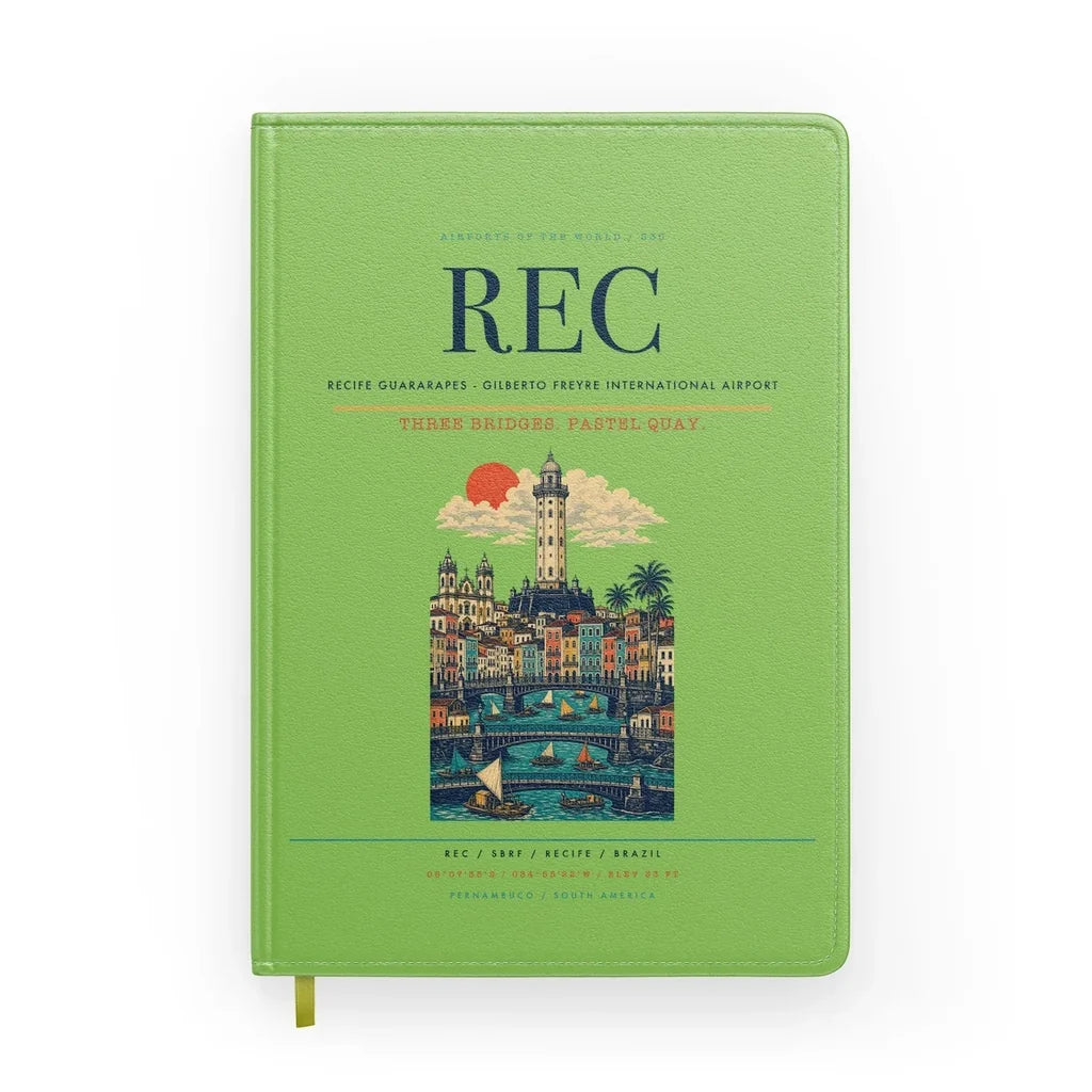 Recife Guararapes (REC) design on light green notebook