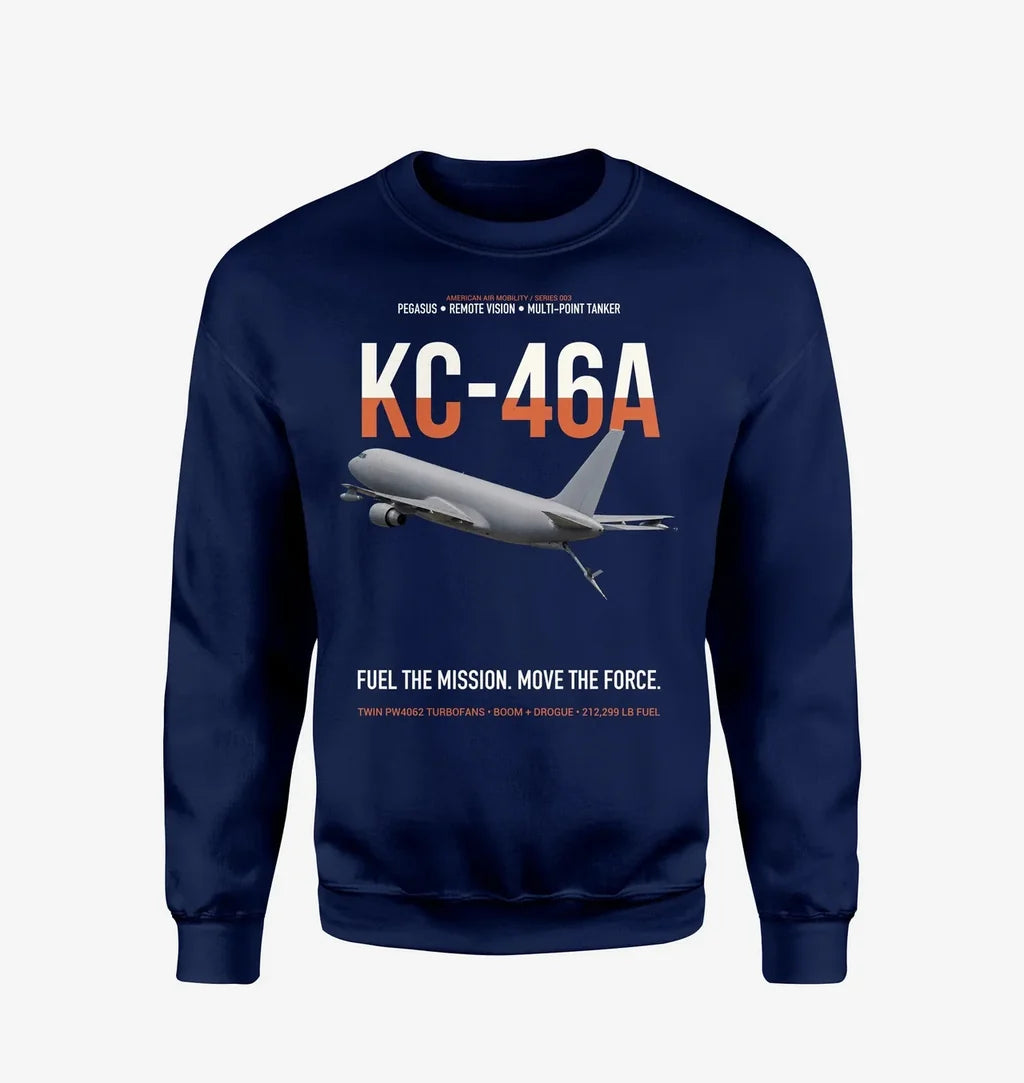 KC-46A PEGASUS design on navy blue sweatshirt