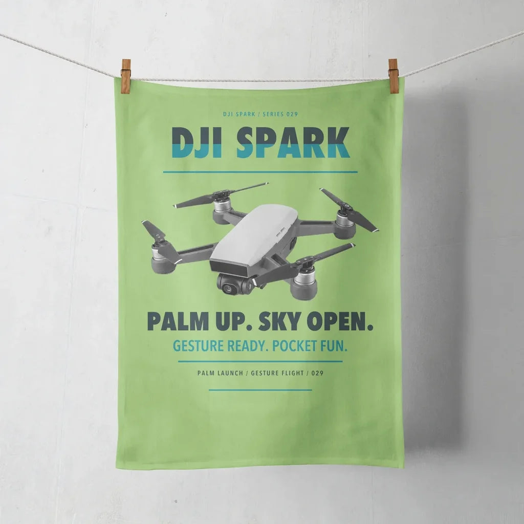 DJI Spark design on light green towel
