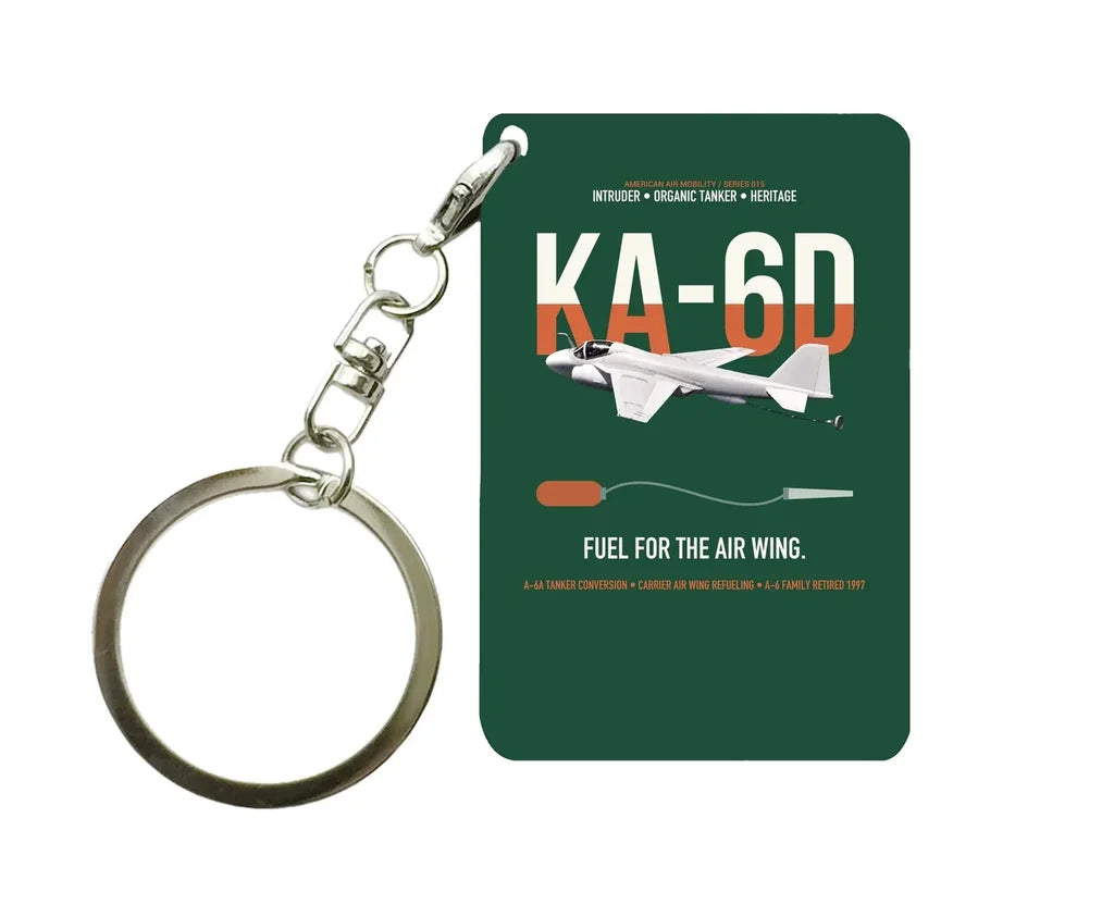 KA-6D Intruder design on dark green designed key chain, double-side print