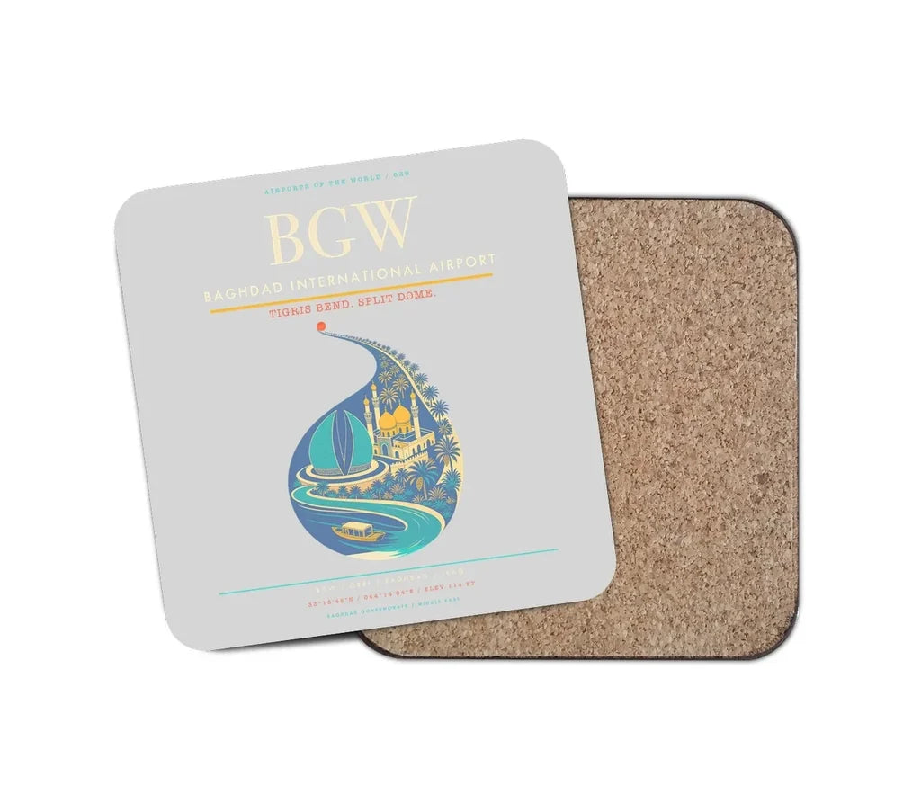 Baghdad International Airport BGW Coaster 1-Piece - Light Gray
