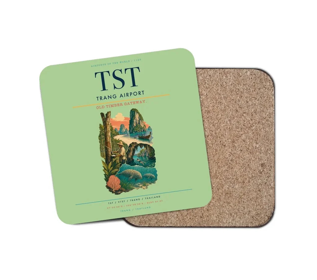 Trang Airport (TST) design on light green 1 piece coaster