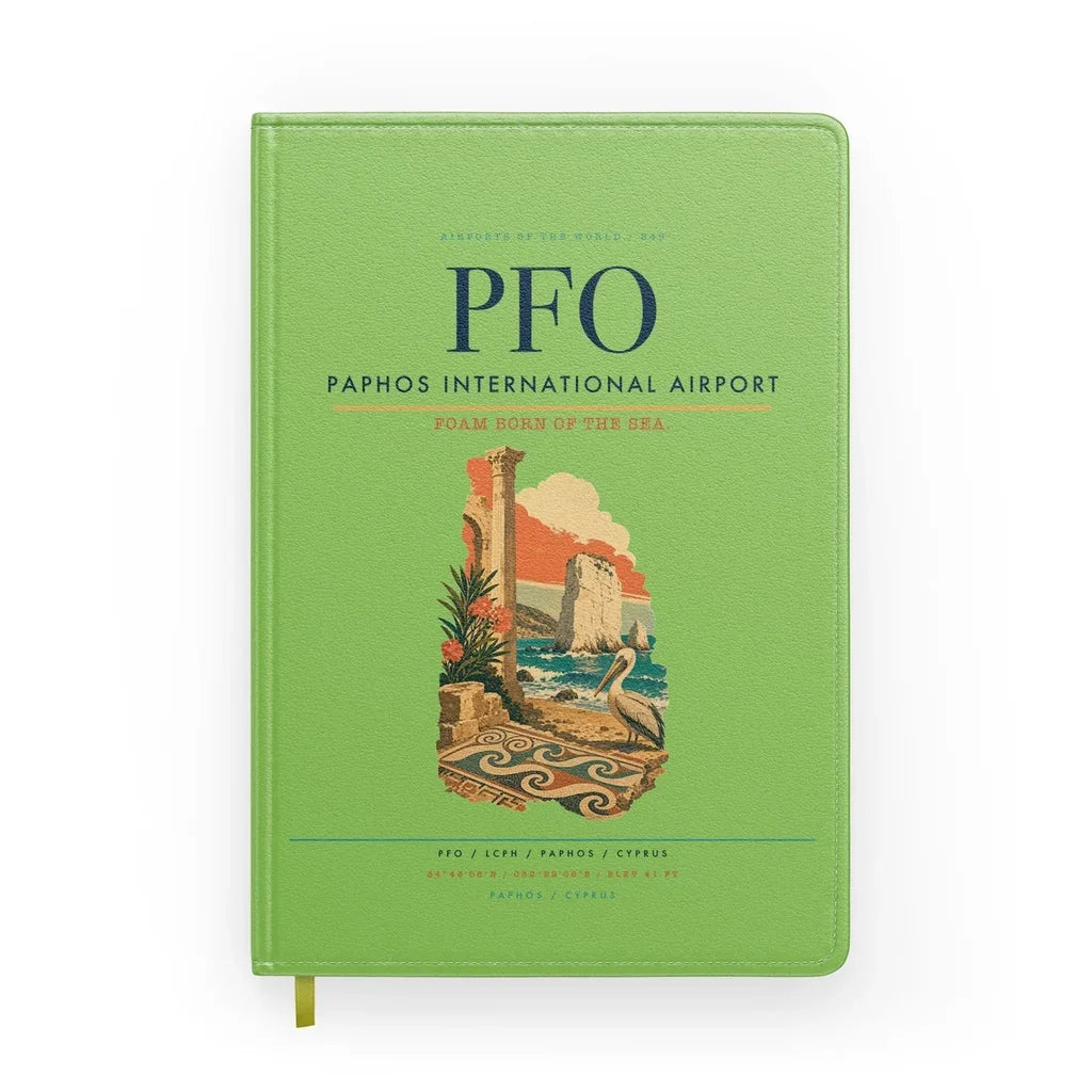 Paphos International Airport (PFO) design on light green notebook