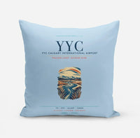 Thumbnail for YYC Calgary International Airport (YYC) design on light blue pillow