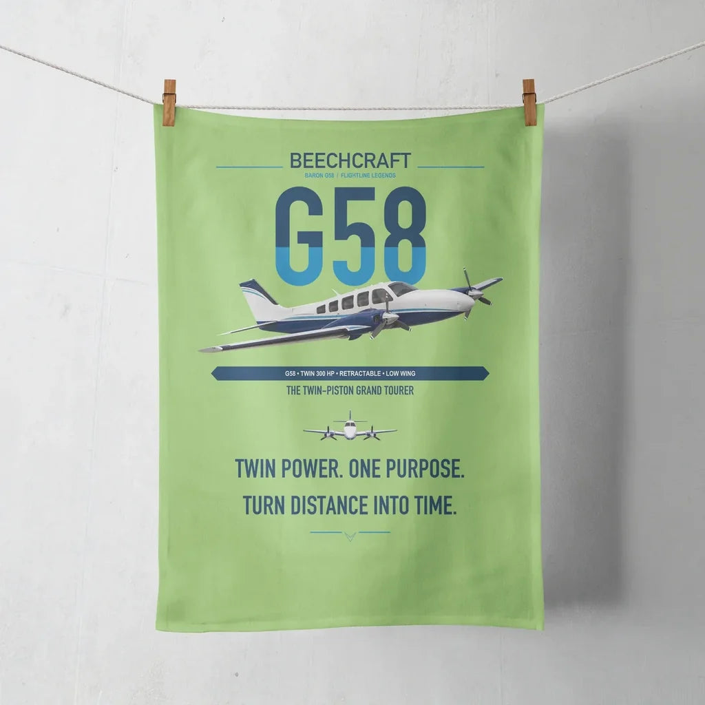 Beechcraft Baron G58 design on light green towel