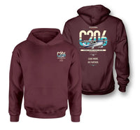 Thumbnail for Cessna 206 Stationair design on dark red double-side hoodie, double-side print