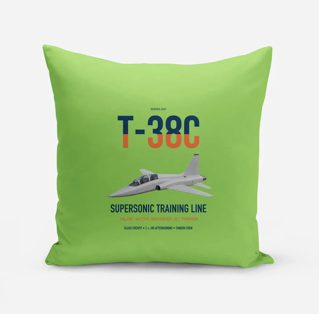 T-38C Talon design on light green pillow