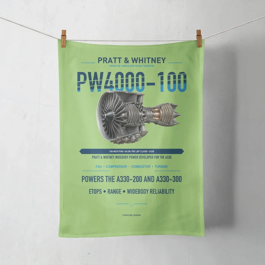 PW4000-100 design on light green towel
