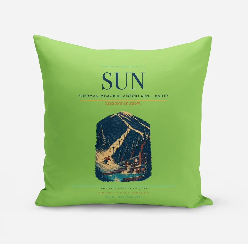 Friedman Memorial Airport (SUN) design on light green pillow