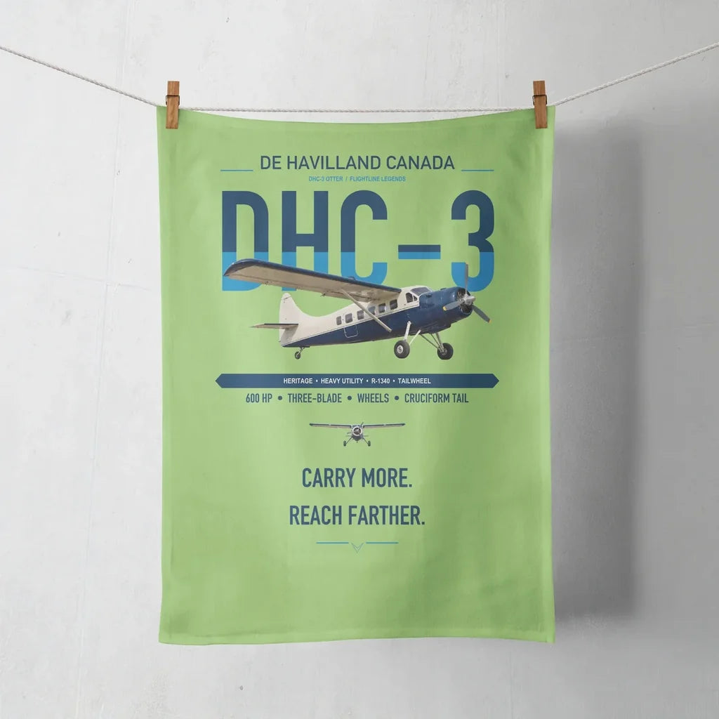 DHC-3 Otter design on light green towel