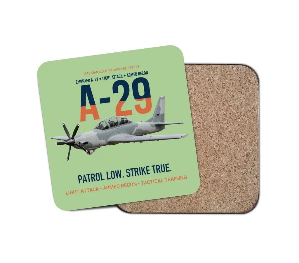 A-29 Super Tucano Light Attack design on light green 1 piece coaster