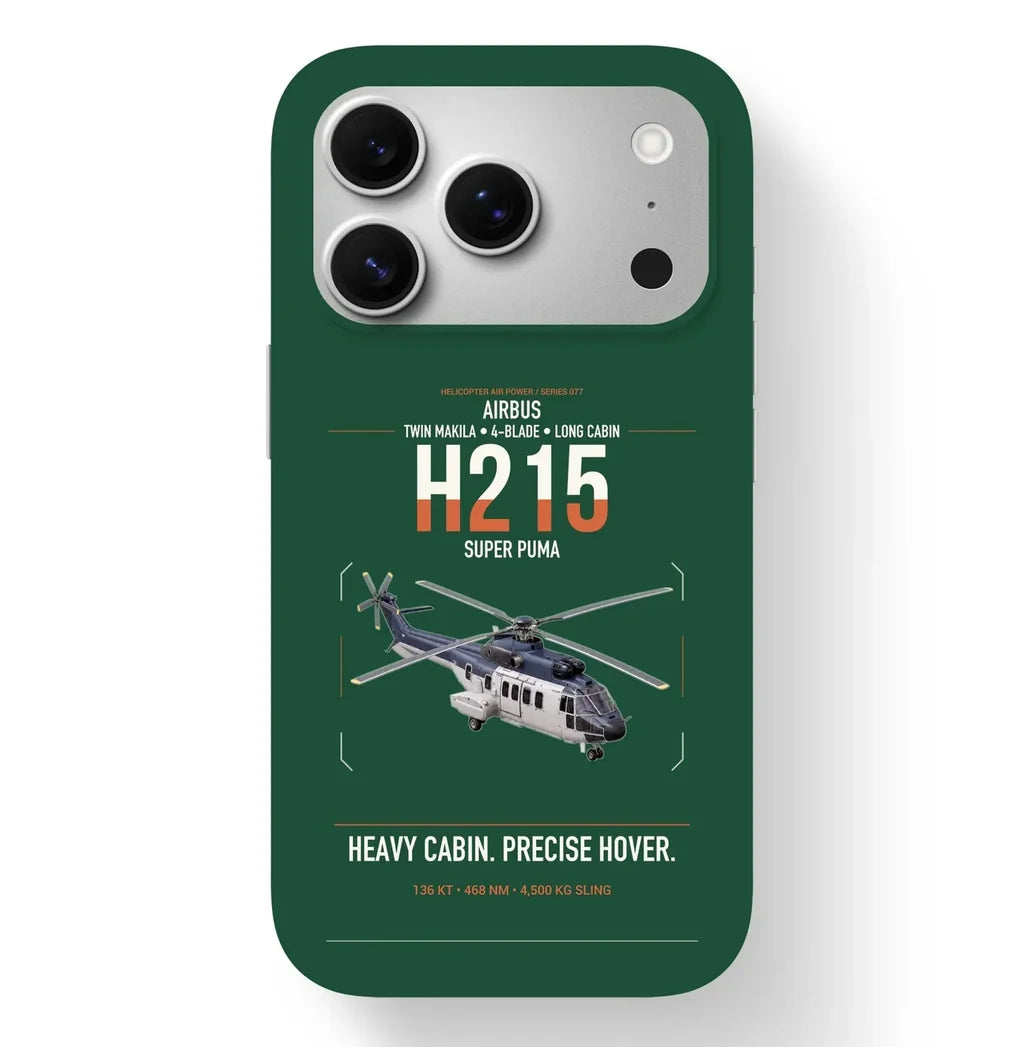 Airbus H215 design on dark green magsafe iphone case, for iPhone 17 Pro