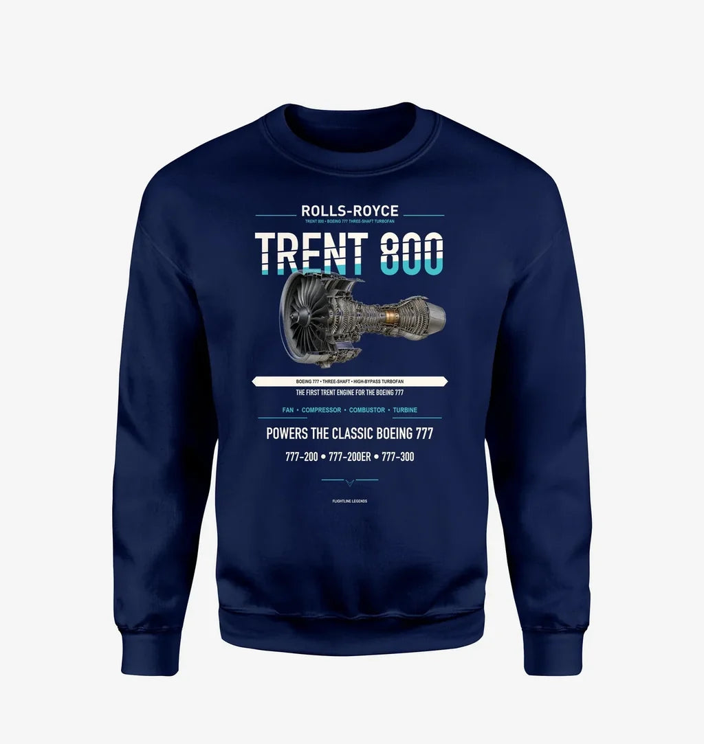 TRENT 800 design on navy blue sweatshirt