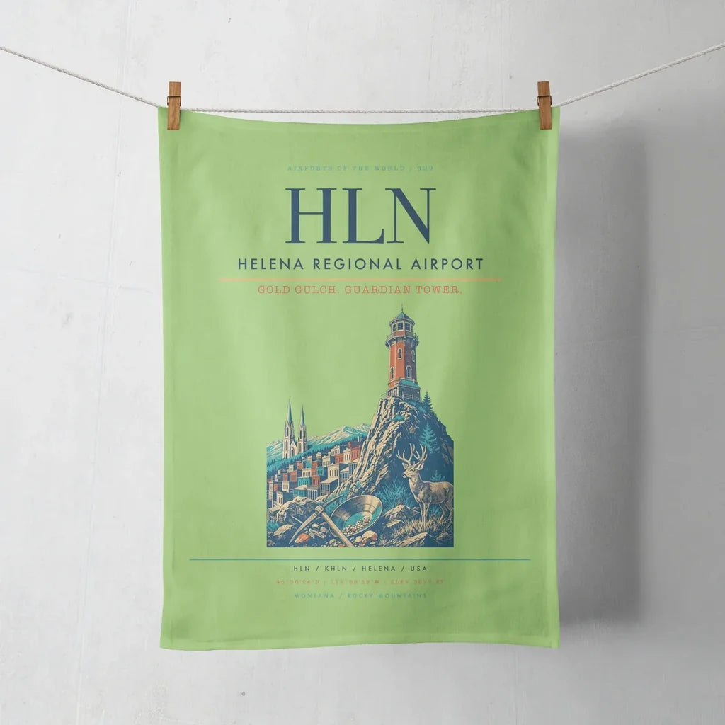 Helena Regional Airport (HLN) design on light green towel