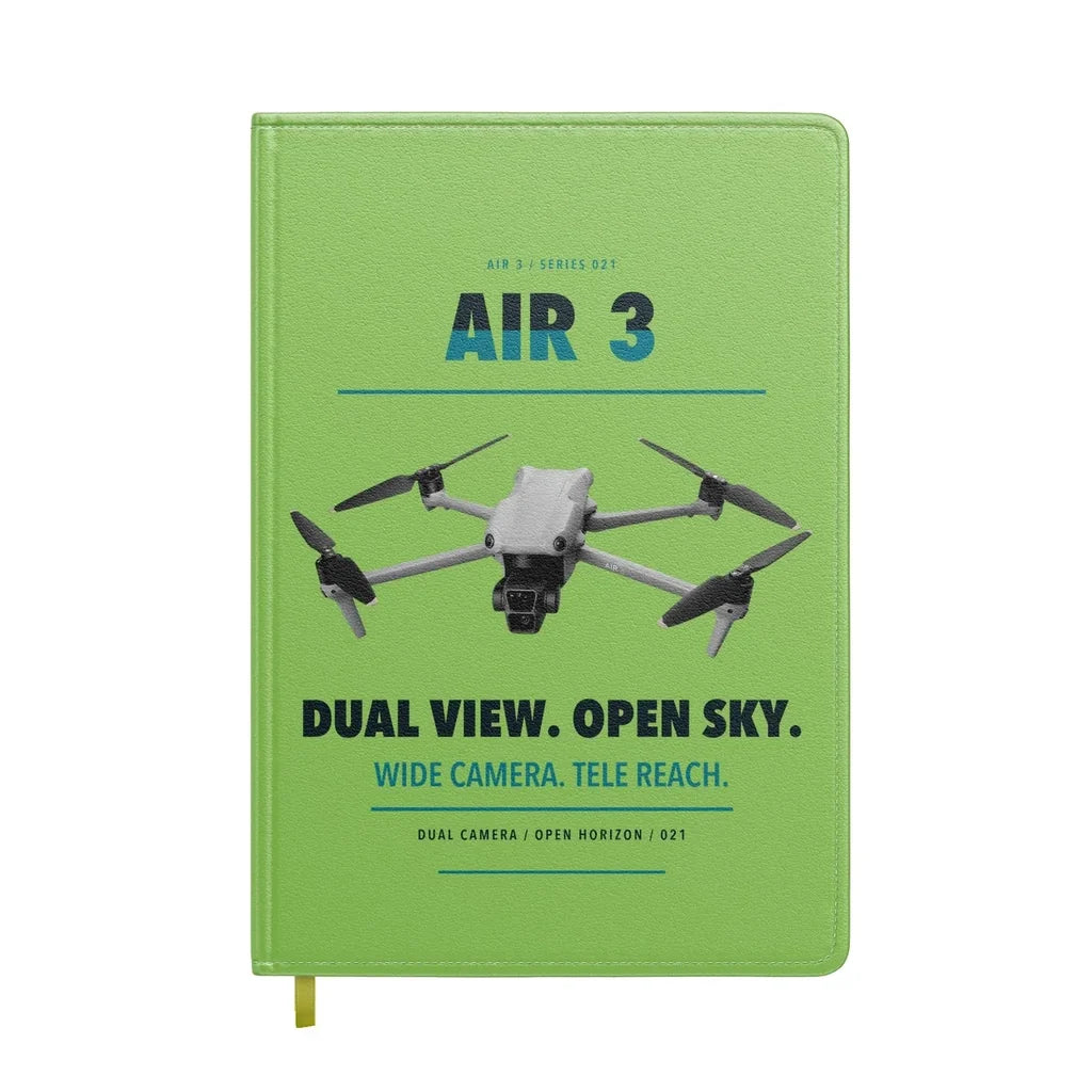 DJI Air 3 design on light green notebook