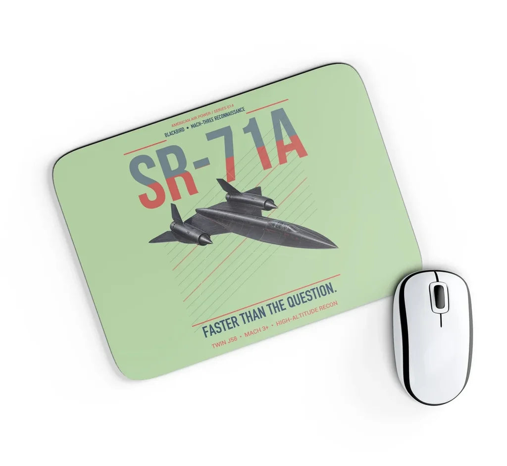 SR-71A Blackbird design on light green rectangle mouse pad