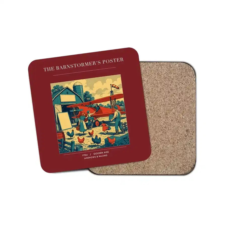 The Barnstormer's Poster - Designed Coasters design on dark red 1-piece