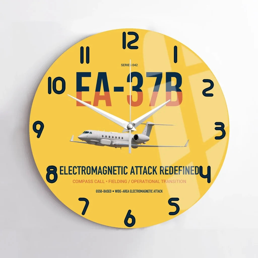 EA-37B Compass Call design on yellow no frame wall clock
