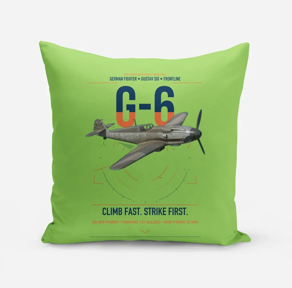 Messerschmitt Bf 109G-6 design on light green pillow