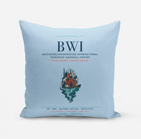 Thumbnail for Baltimore-Washington International Thurgood Marshall Airport (BWI) design on light blue pillow
