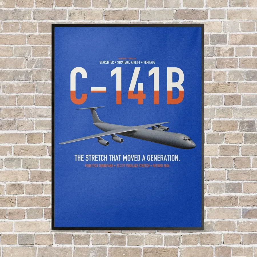 C-141B Starlifter vertical canvas print - framed - blue background