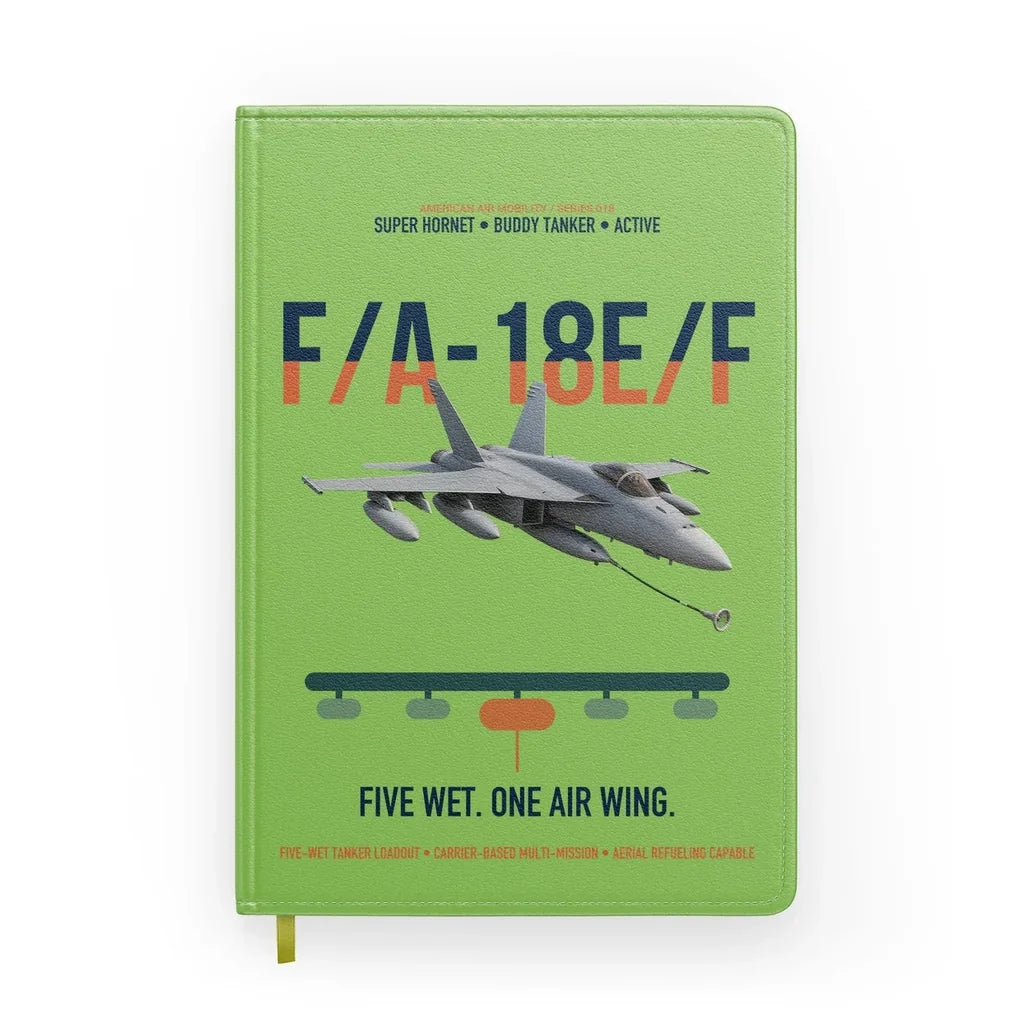 F A-18E F Buddy Tanker design on light green notebook