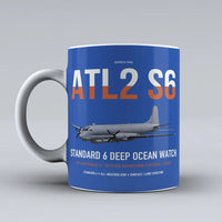Thumbnail for Atlantique 2 Standard 6 design on blue ceramic mug, double-side print