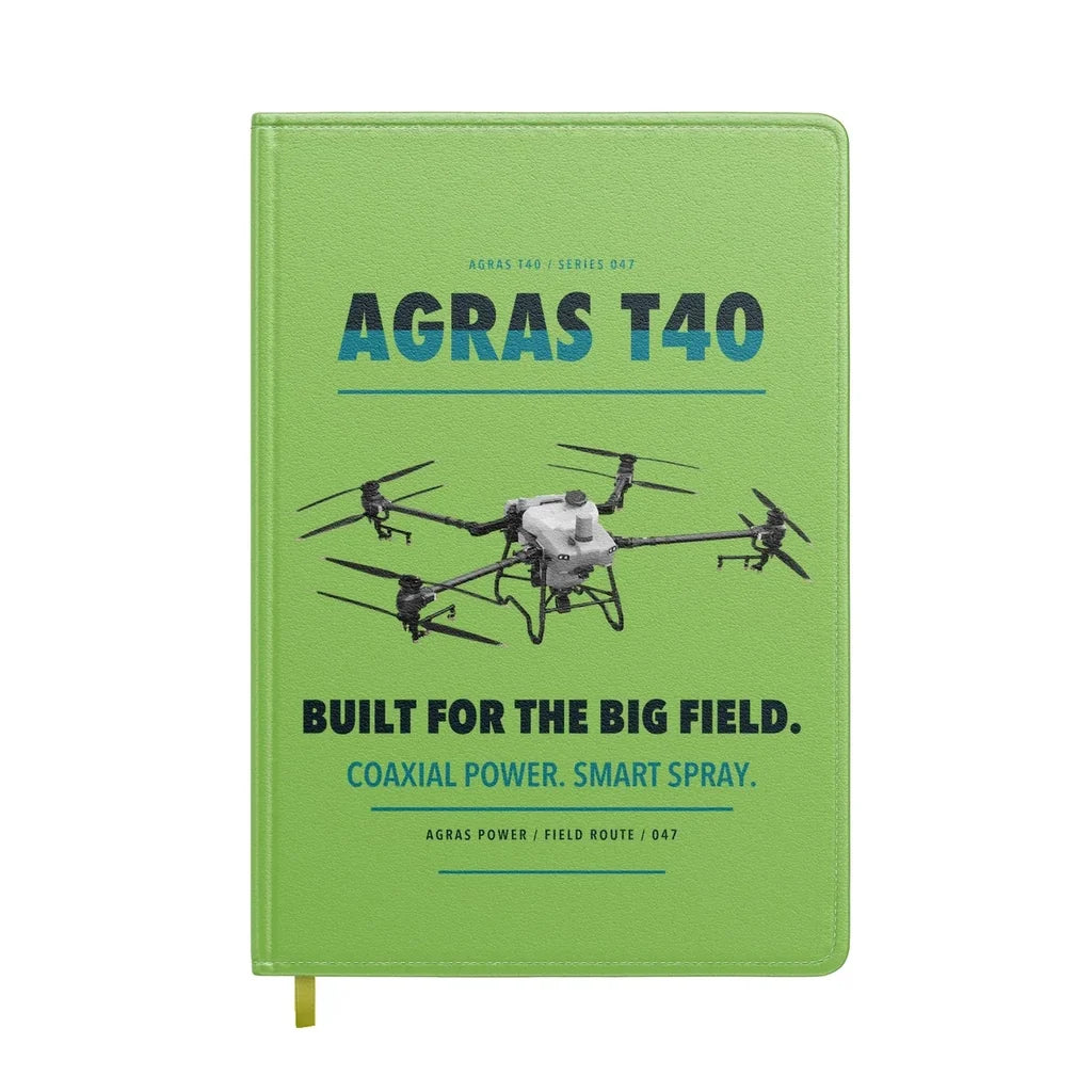 DJI Agras T40 design on light green notebook