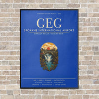 Thumbnail for Spokane International Airport GEG vertical canvas print - framed - blue background
