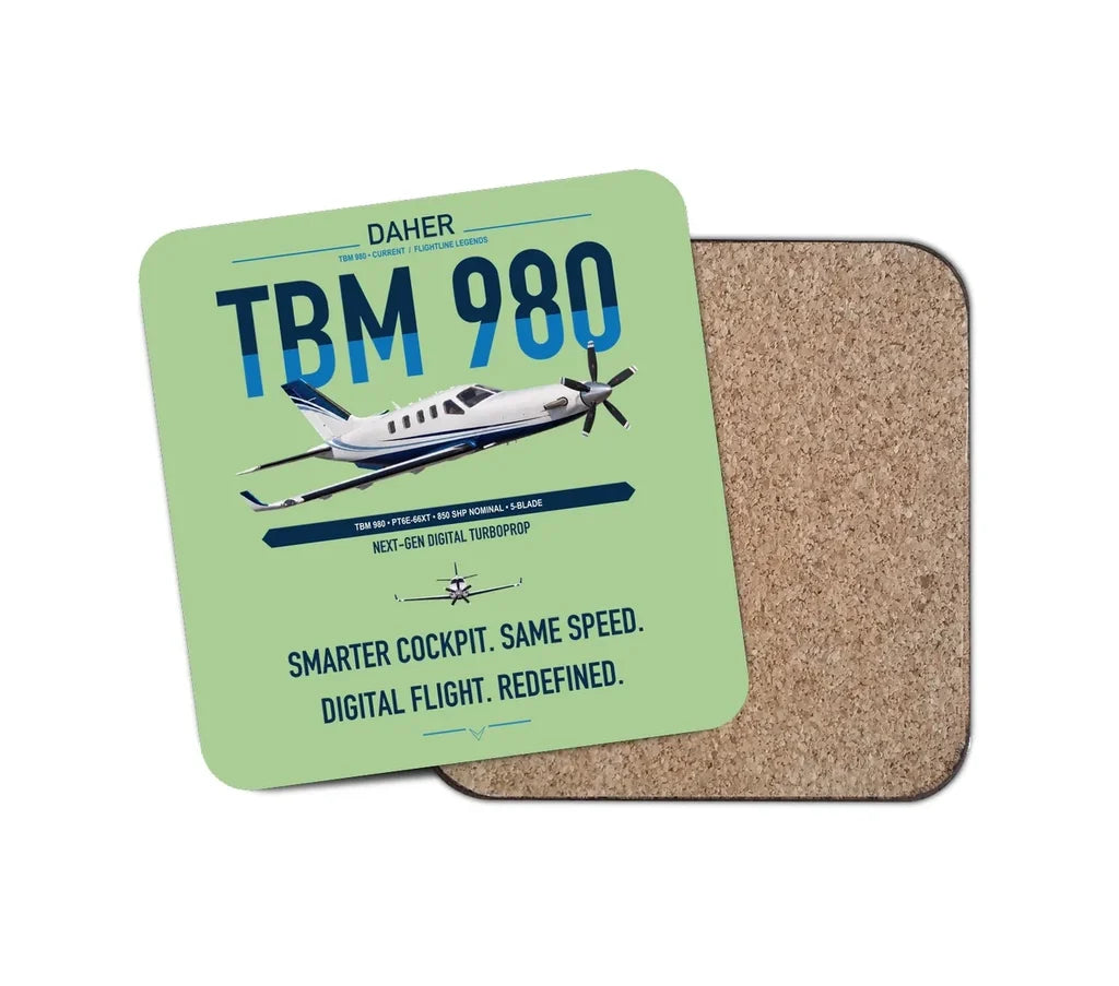 Daher TBM 980 design on light green 1 piece coaster