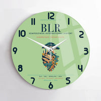Thumbnail for Kempegowda International Airport Bengaluru (BLR) design on light green no frame wall clock