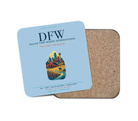 Thumbnail for Dallas Fort Worth International Airport (DFW) design on light blue 1 piece coaster