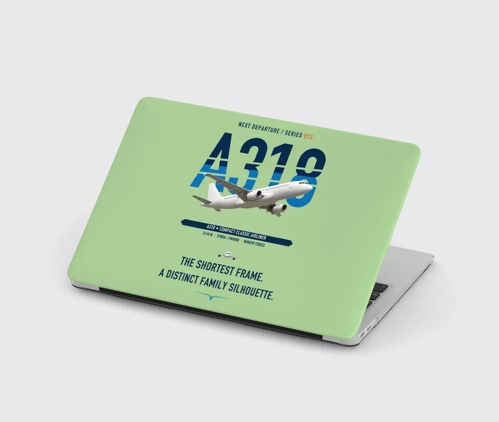 Airbus A318 design on light green MacBook case