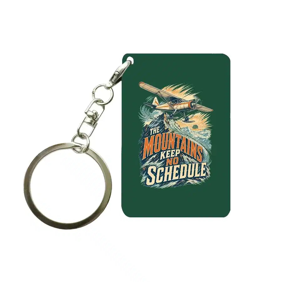 SIGNAL 643 - The Mountains Keep No Schedule - Key Chain design on dark green key chain