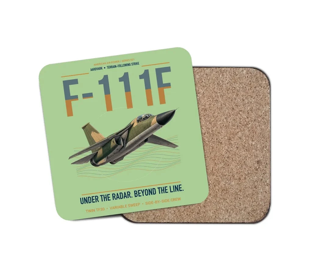 F-111F Aardvark design on light green 1 piece coaster