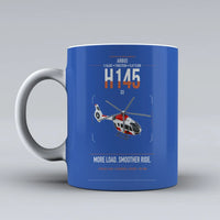 Thumbnail for Airbus H145 D3 design on blue ceramic mug, double-side print