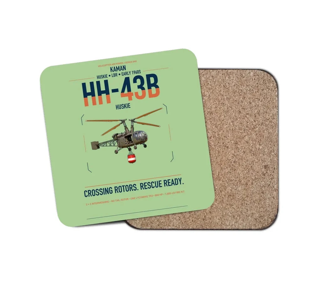 Kaman HH-43B Huskie design on light green 1 piece coaster